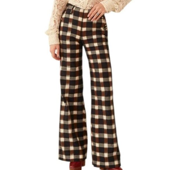 ALIX OF BOHEMIA Charlie Plaid Princess Wide Leg Cotton Pants‎ XL Retro Designer - Picture 1 of 10